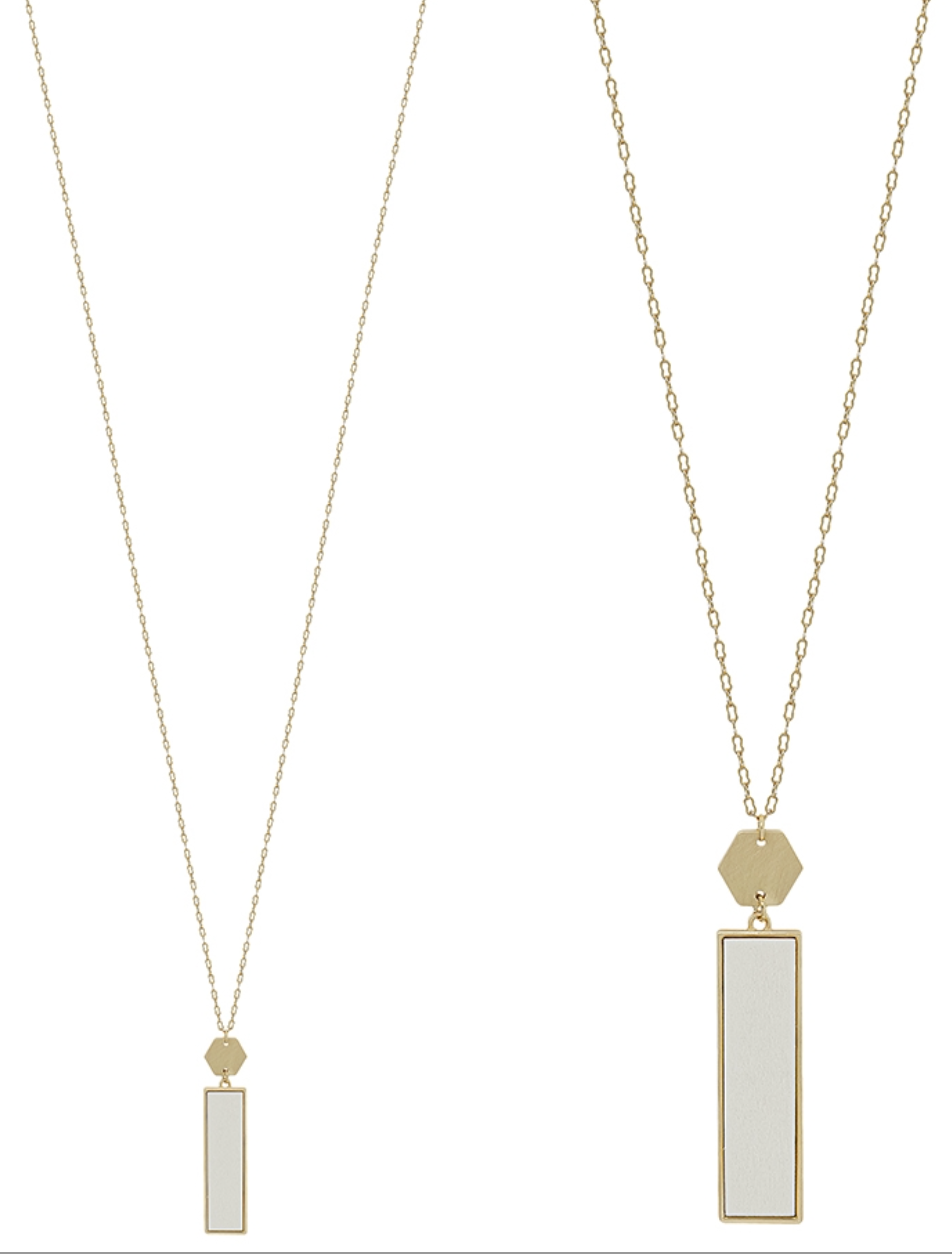 White Hexagon Long Necklace