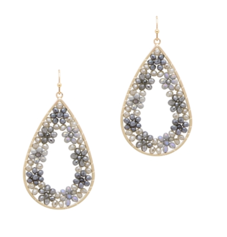Grey Teardrop Earrings