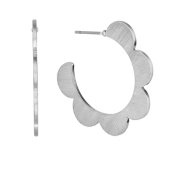 Silver Flower Hoop