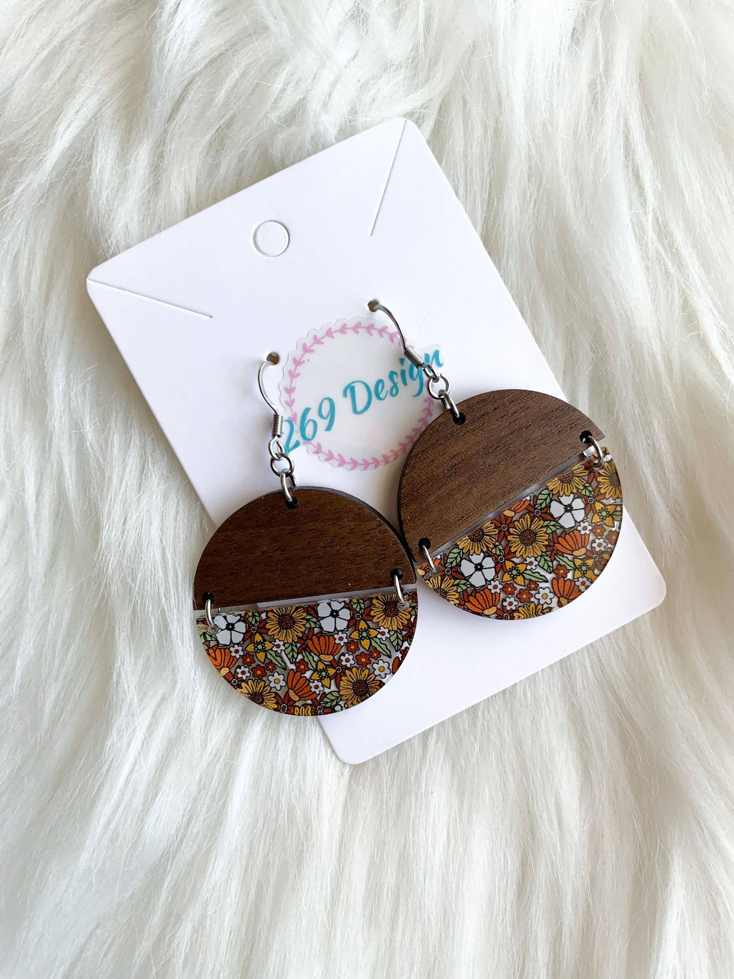 70s Flowers Circle Dangles
