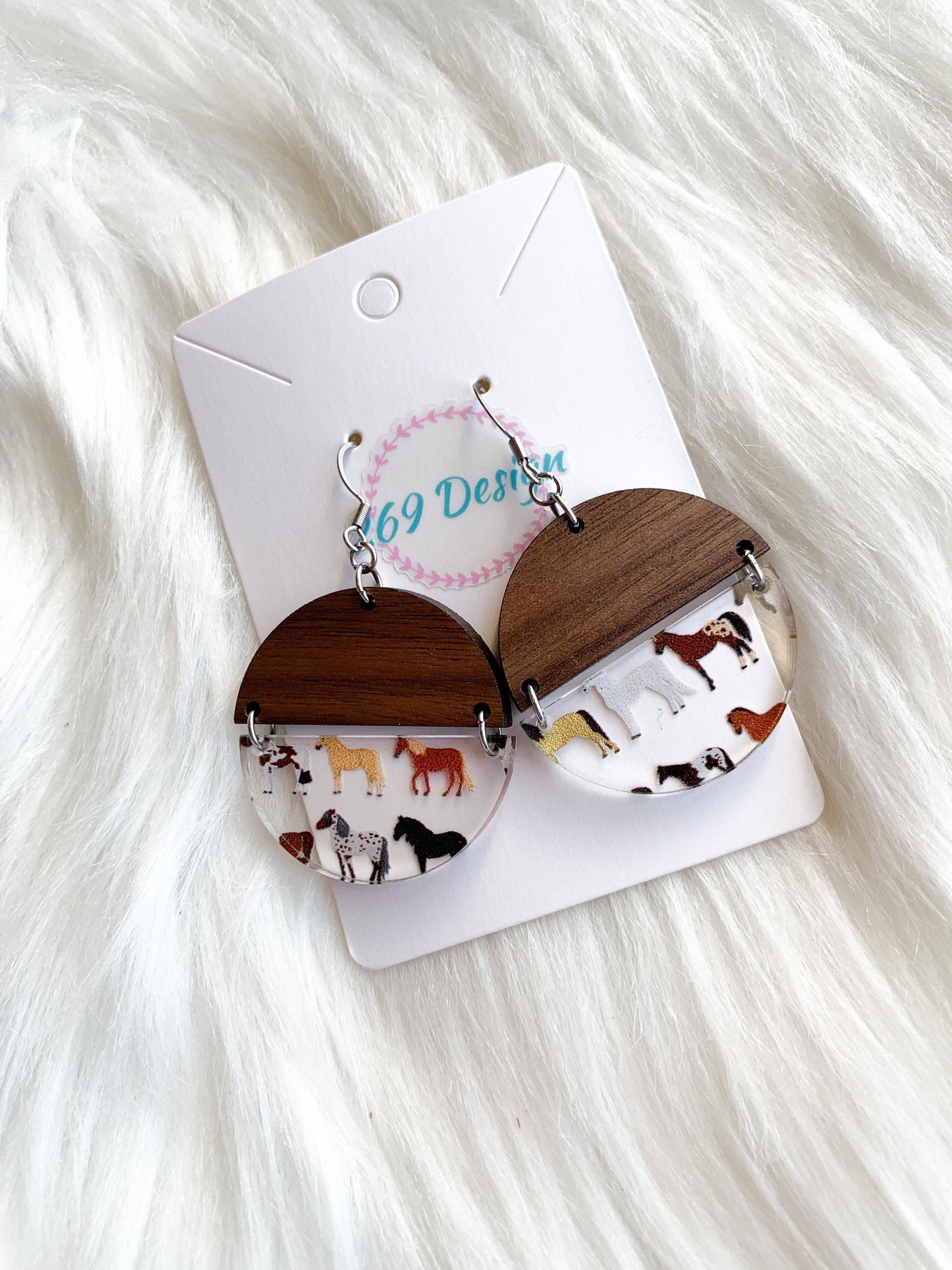 Horses Stacked Circle Earrings