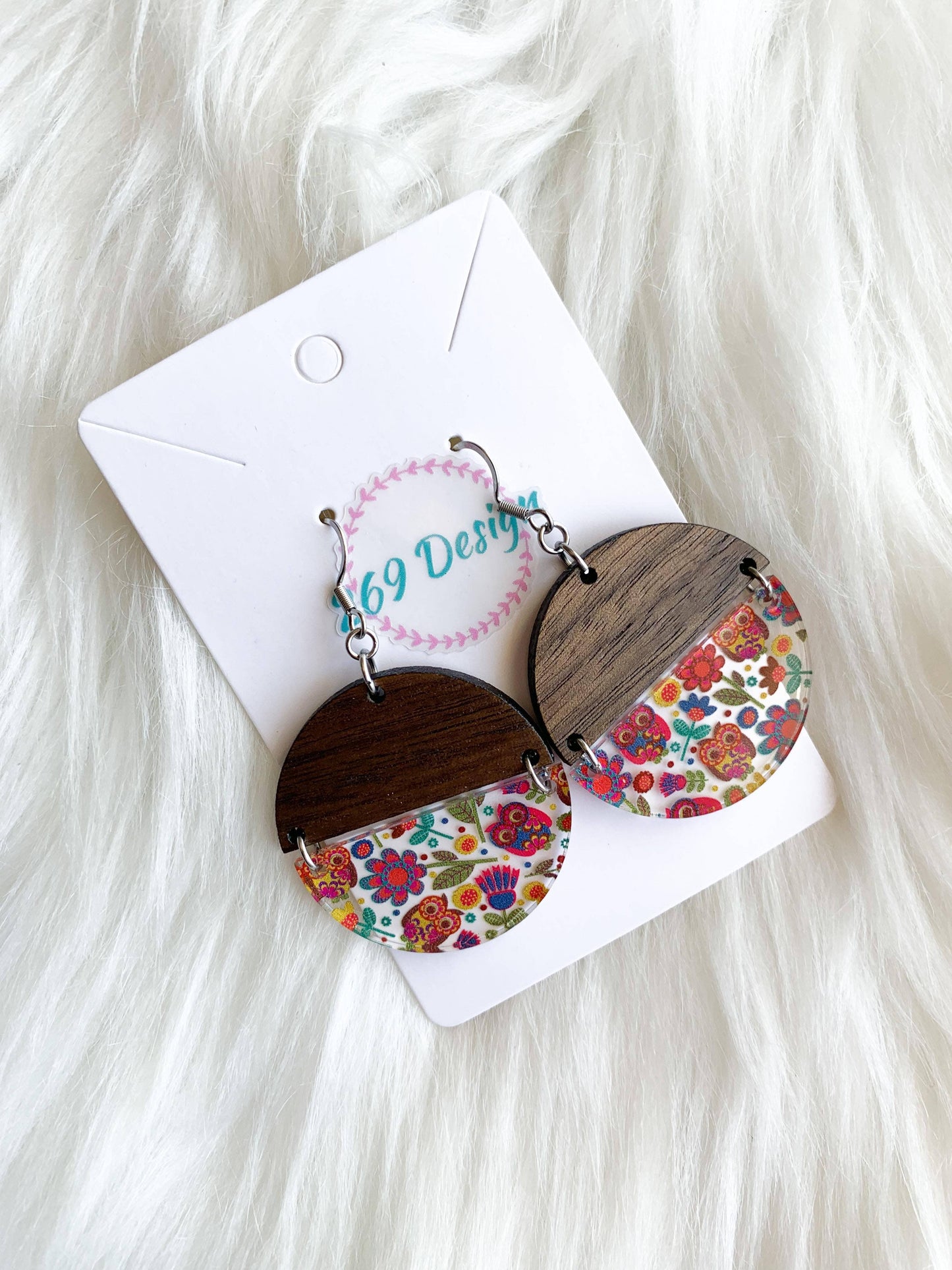 Owls and Flowers Circle Dangles