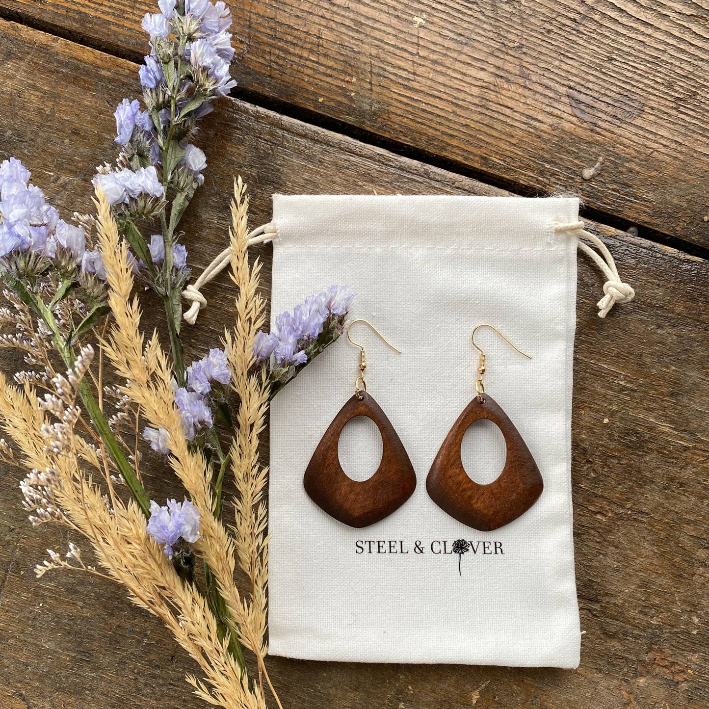 Steel & Clover - Musreau Wooden Earrings