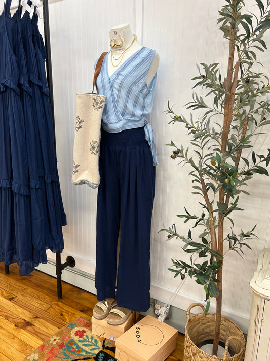 Summer Navy Linen Pants (S-L)