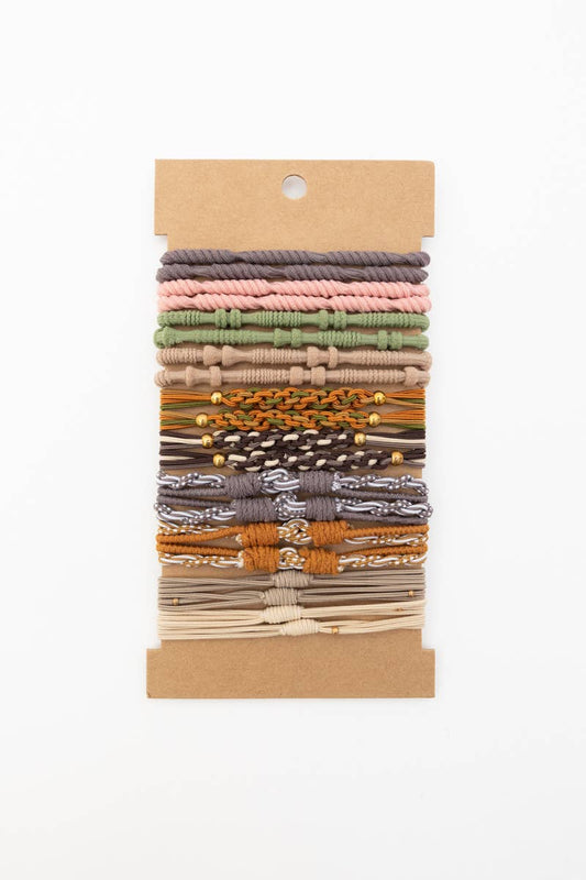 Boho Stackable Hair Tie Bracelet Set