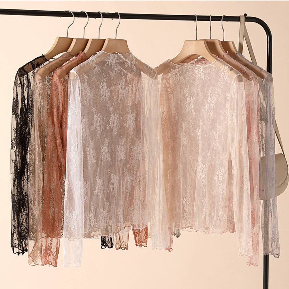 Floral Mesh Long Sleeve Lace Top (S-XL)(Multiple Color Options)