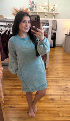 The Lindie Mineral Washed Casual Mini Dress (S-L)(2 Colors)