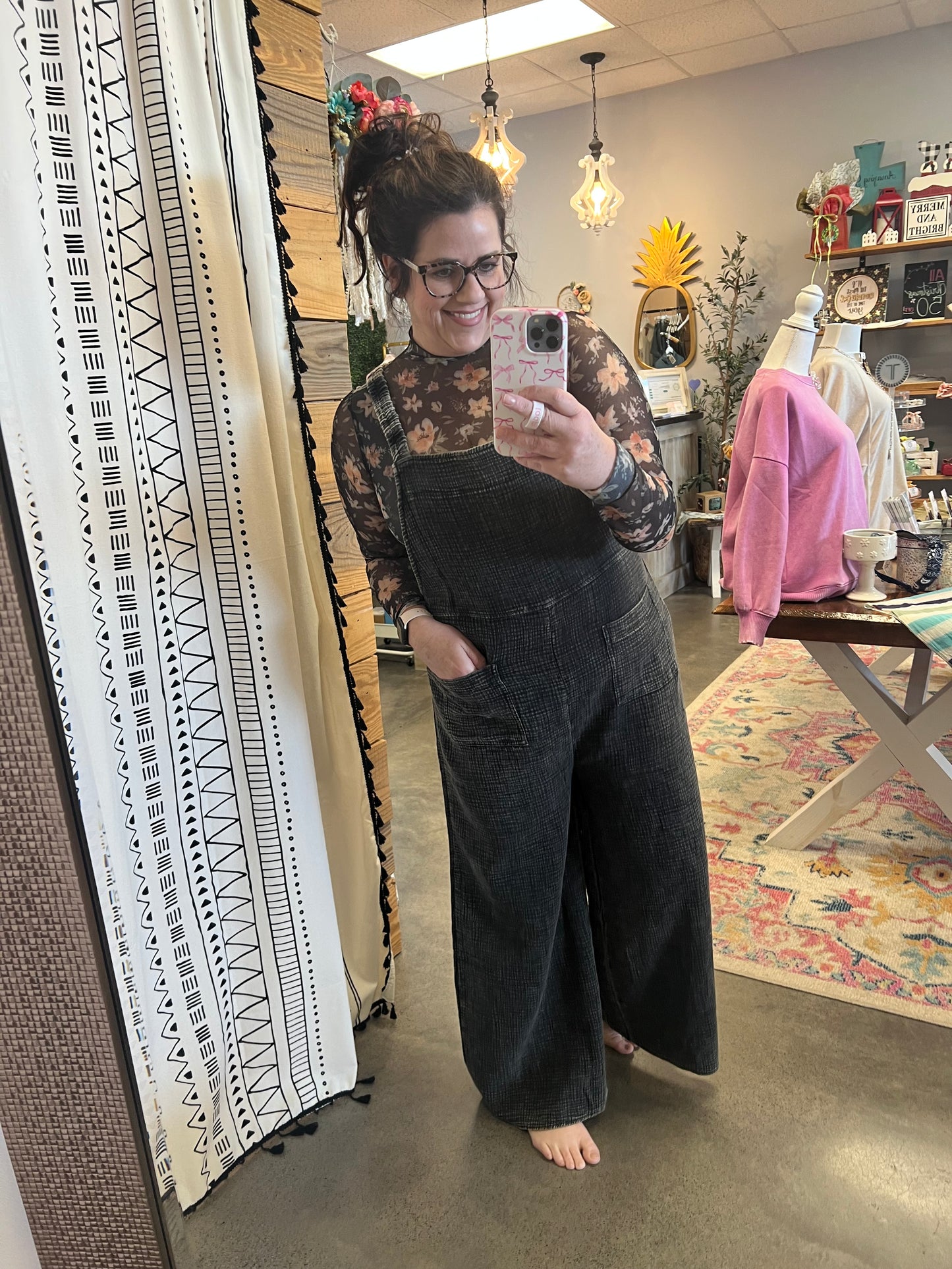 The Jessie Wide Leg Gauze Overalls (S-L)