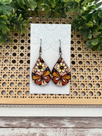 Butterfly hand painted maple wood earrings  