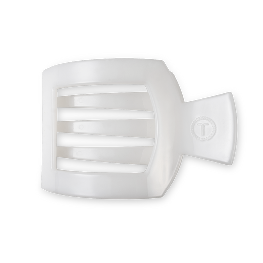 TELETIES - Square Flat Hair Clip | Medium | Coconut White