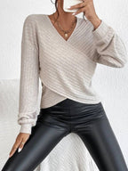 SALE! V-Neck Cross Loose Long Sleeves Blouse (S-2X)