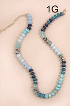 NATURAL AGATE GLASS SEMI PRECIOUS BEAD NECKLACE(2 Colors)
