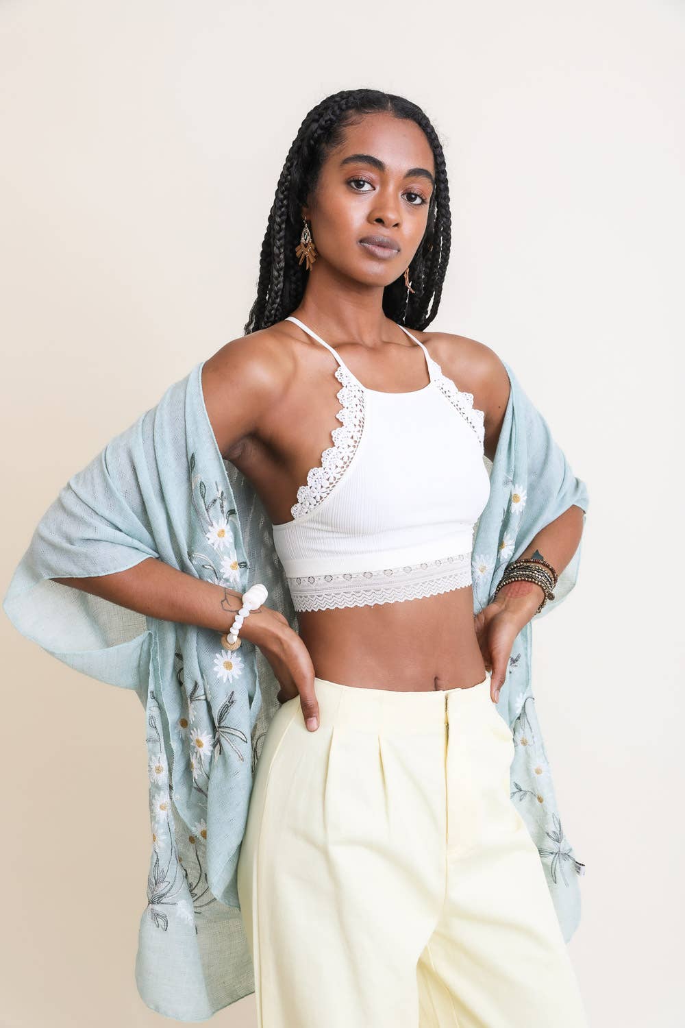 Lace Trim High Neck Bralette – Stylish & Soft Fit