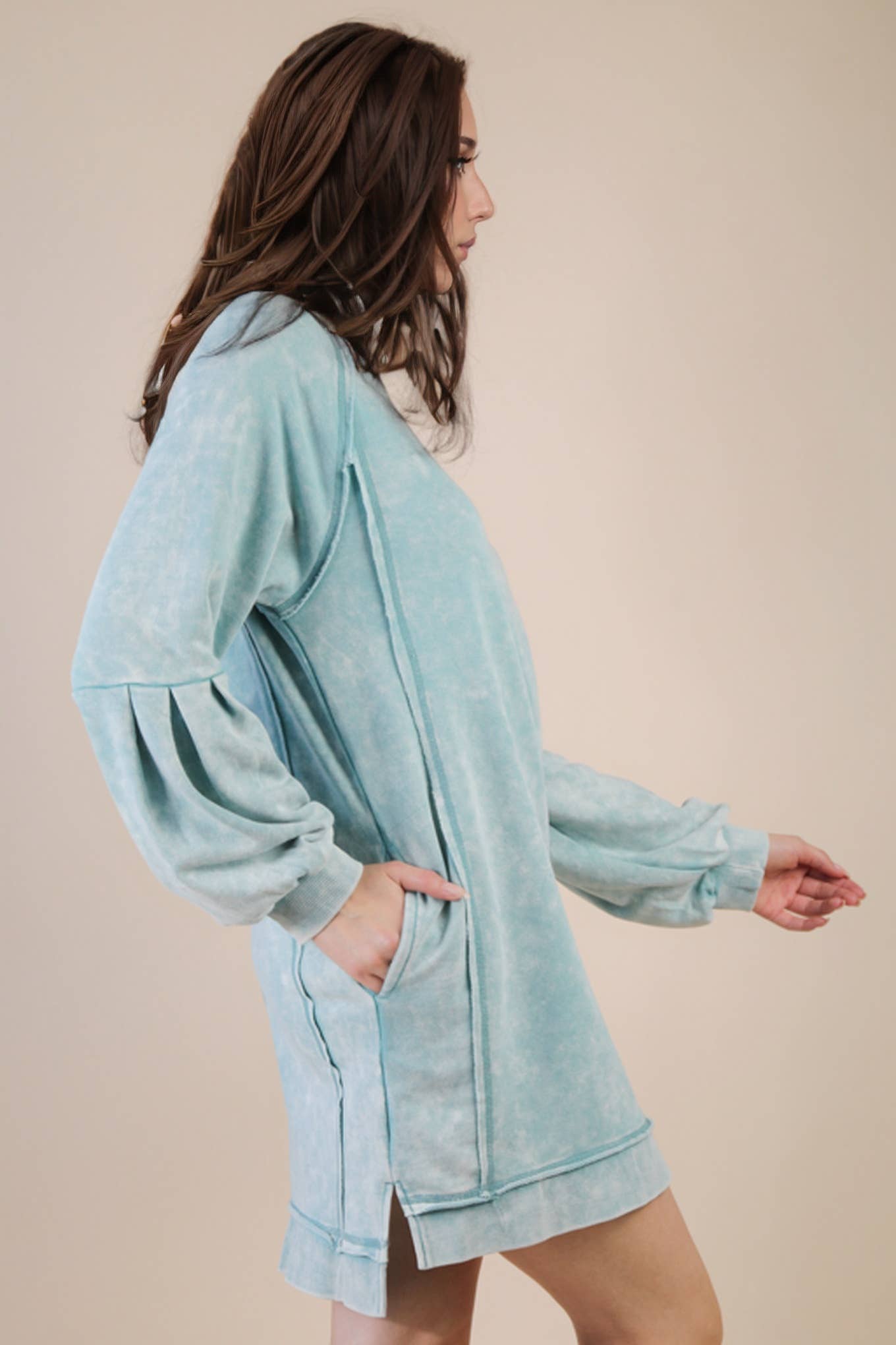 The Lindie Mineral Washed Casual Mini Dress (S-L)(2 Colors)