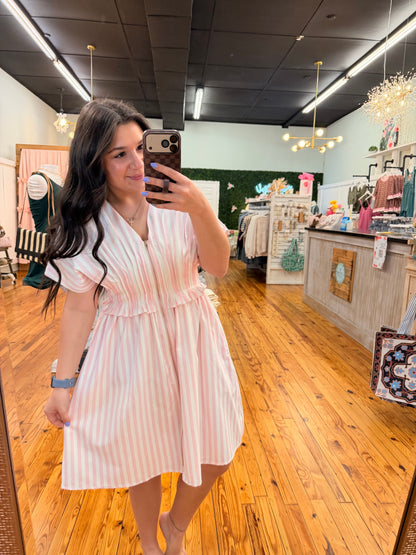 The Ava Lee Dress (Pink or Blue Stripes) S-L