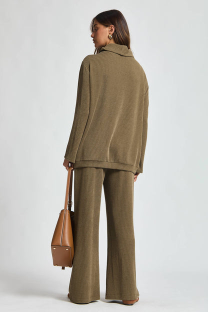 SALE!!2-Piece Cowl Neck Ribbed Set -runs roomy!