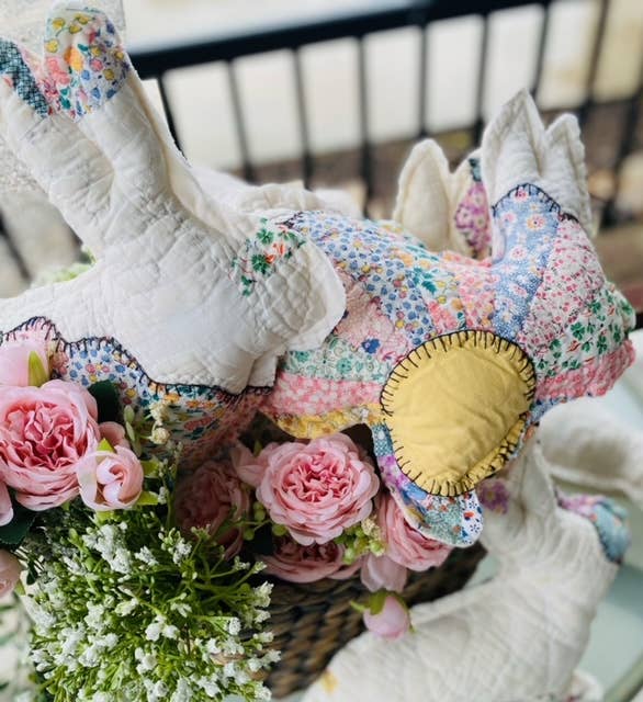 SALE!!! Vintage Fabric Easter Bunny made from upcycled quilts