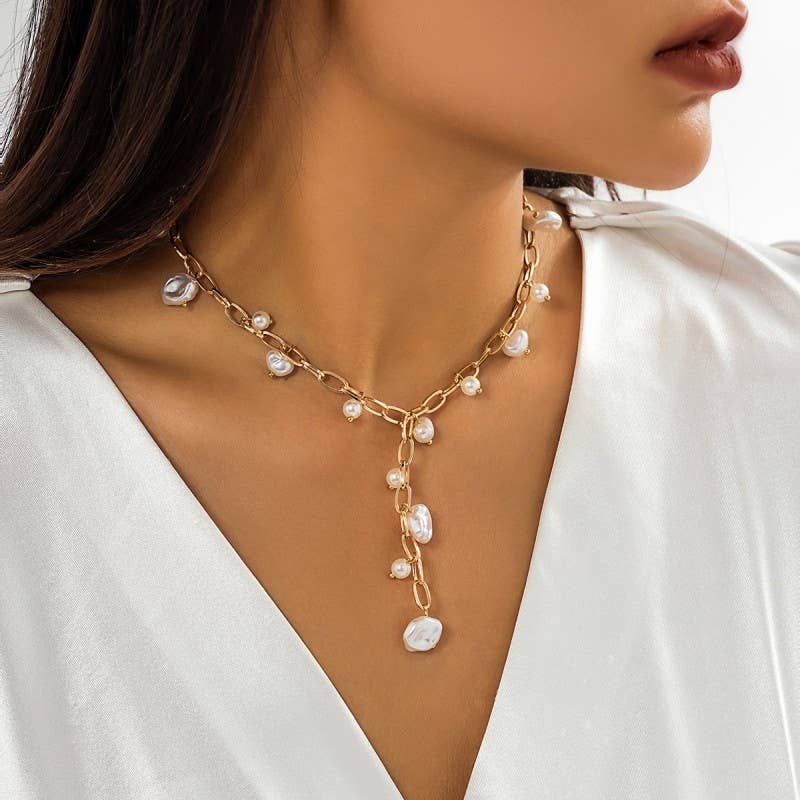 BOHO Y PEARL STATION NECKLACE