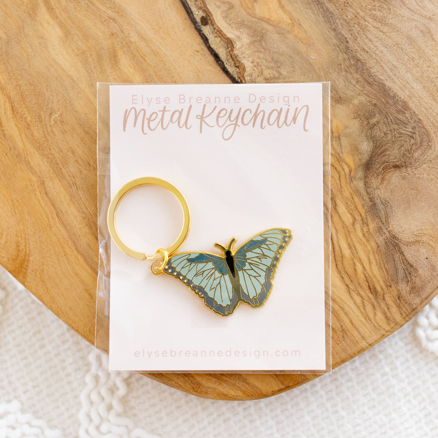 Blue Butterfly Metal Keychain