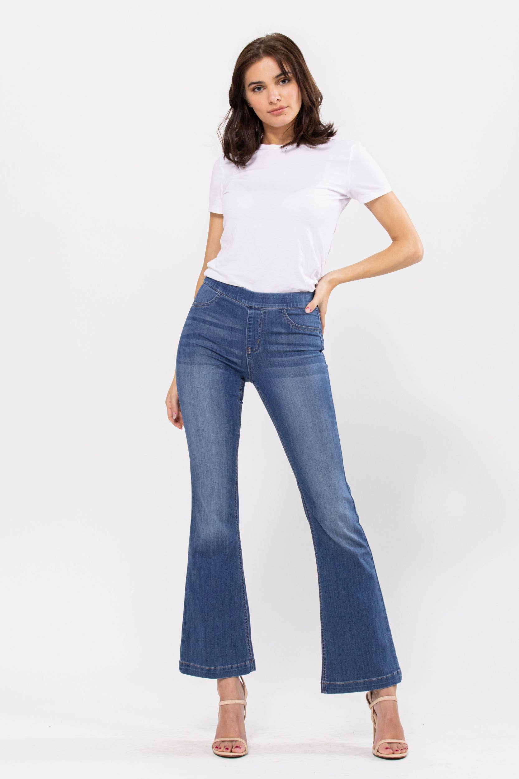 Cello Jeans - Medium Wash Flared Jegging 30" Inseam (PETITE)