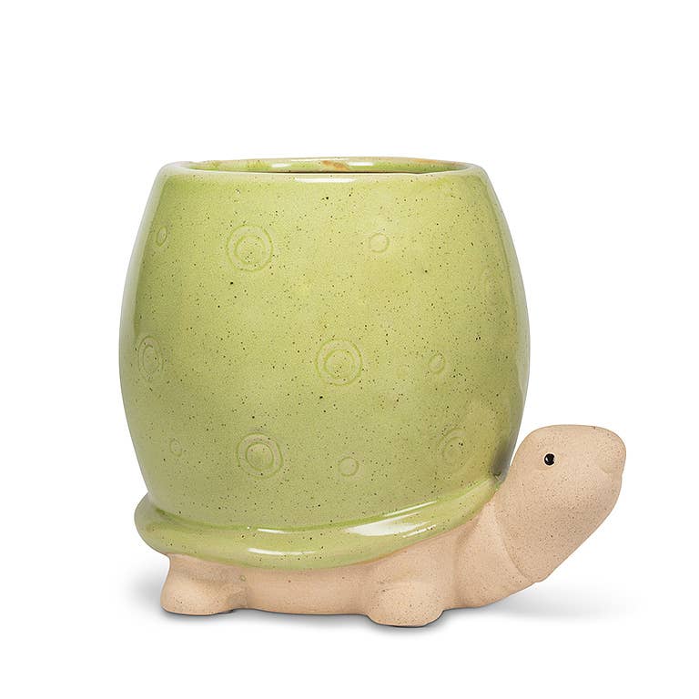 Tall Green Turtle Planter