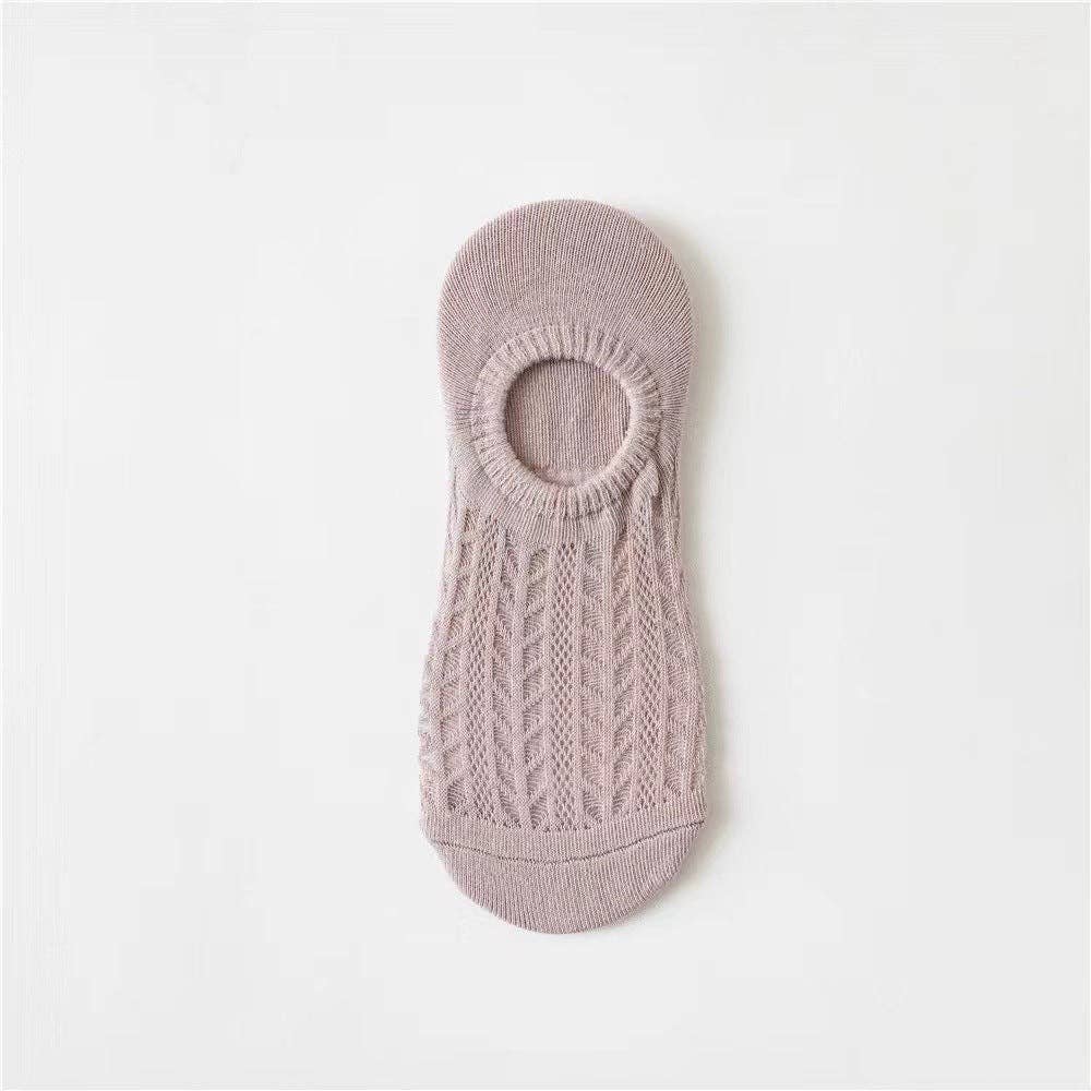 Ladies Hollow Out Knit Boat Socks (3 Colors)