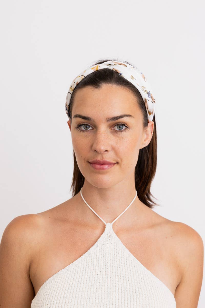 Ivory Satin Floral Headband