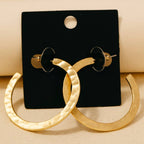 Gold Dipped Satin Hammered Flat Hoop Earrings