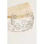 Metallic Wire Flower Cuff Bracelet