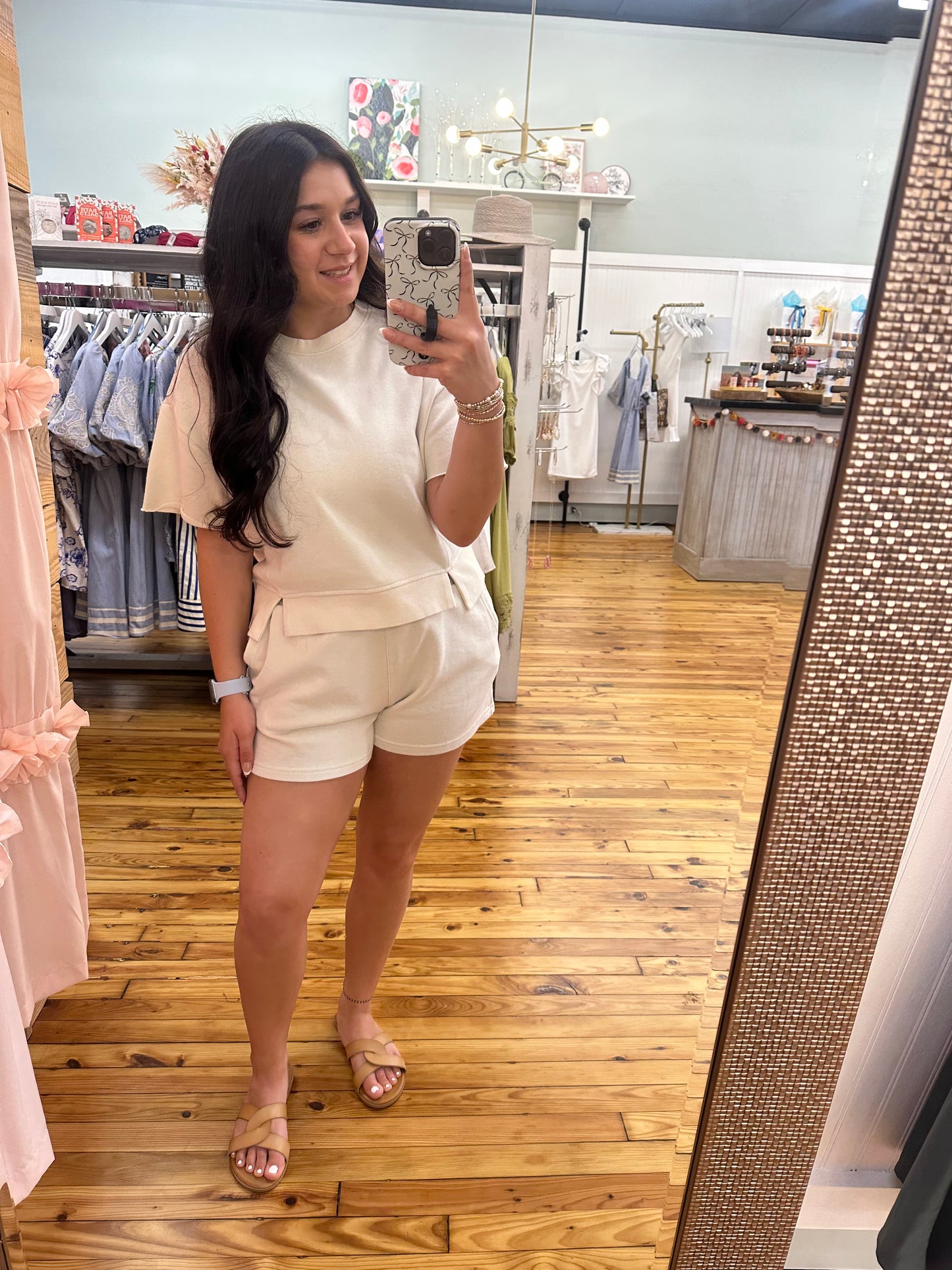 Short Sleeve Tee And Shorts Set (S-L)(2 Colors)