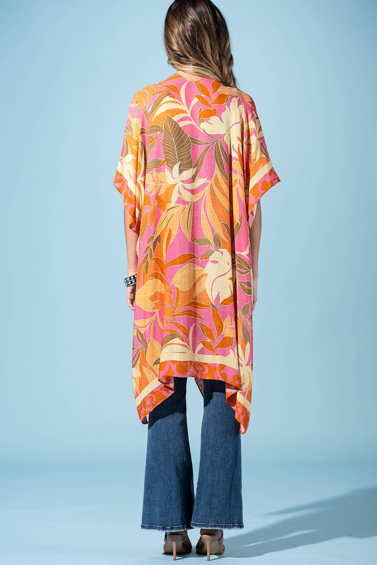 Coral Petals Viscose Kimono (OSFA)