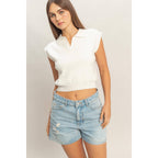 Sleeveless Collared Knit Top (S-L)