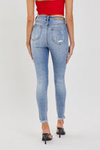 Cello Jeans- Medium High Rise Ankle Skinny with Frayed Hem (Sizes 1-13)