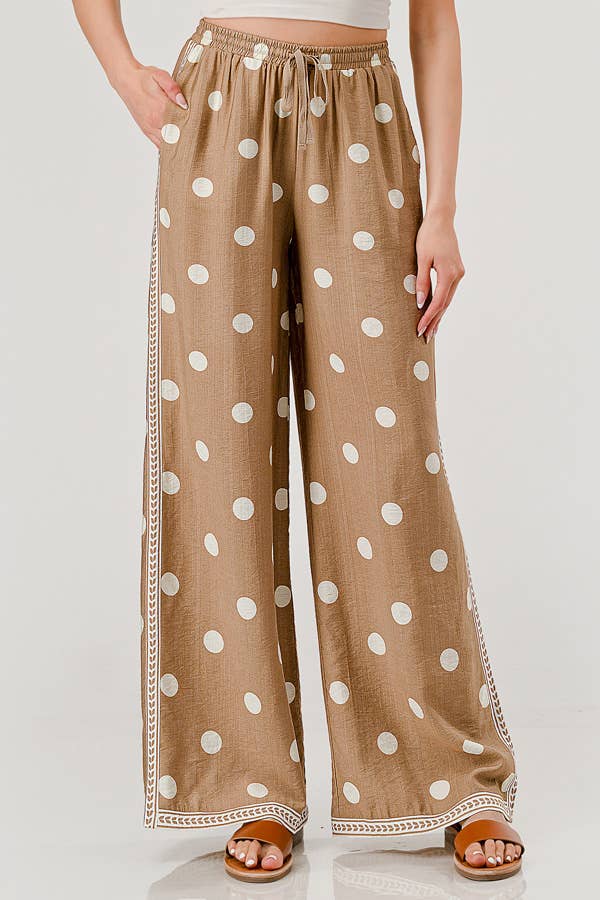 Womens Drawstring Boho Wide Leg Pants (S-XL)