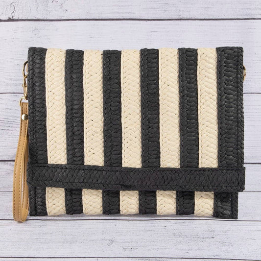 Two Tone Striped Straw Clutch Bag (3 Color Options)