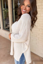 The Emmie Waffle Weave V-Neck Top (S-2X)(Runs Roomy!)