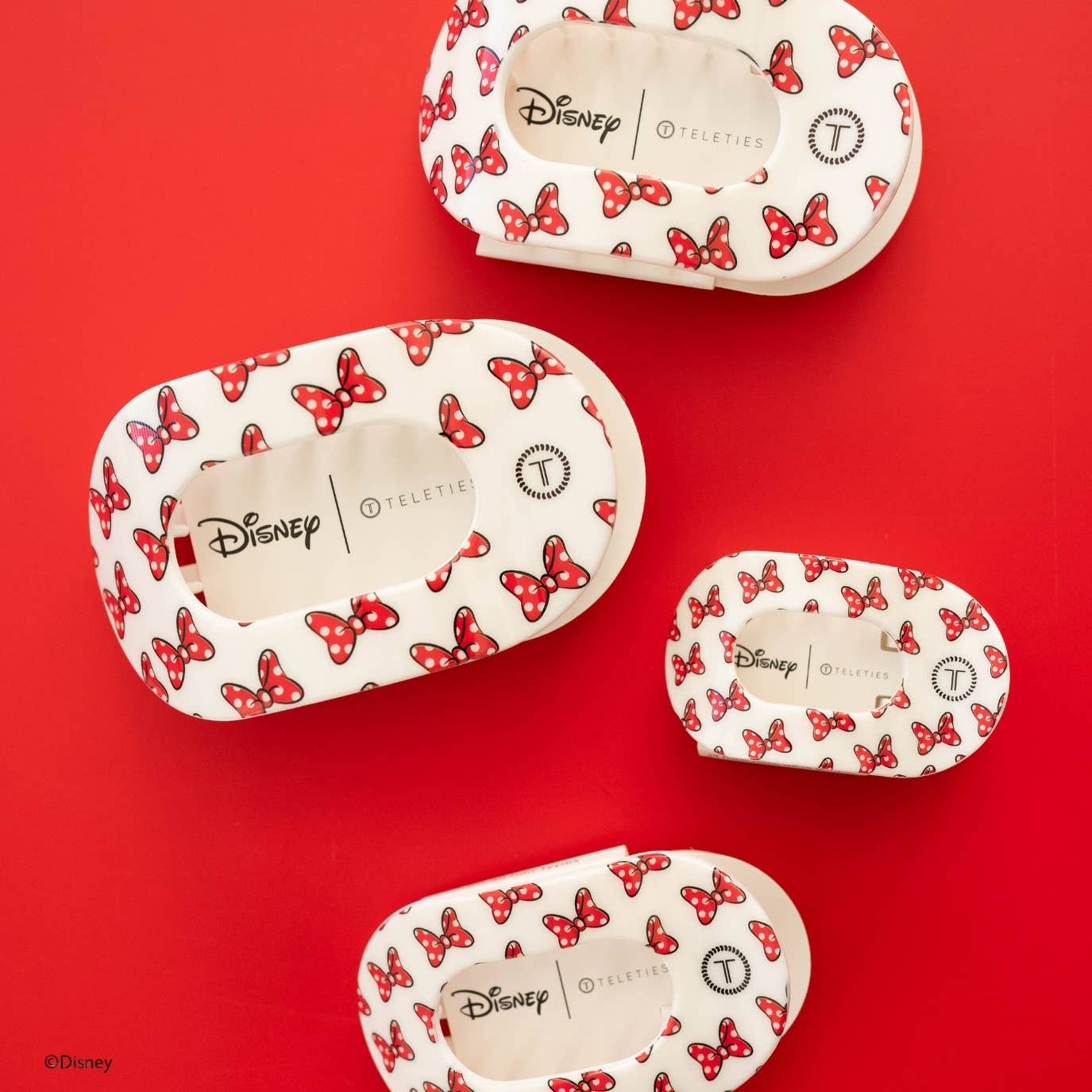 TELETIES - Flat Round Hair Clip | Large | Minnie Mouse Loves Her Bows!