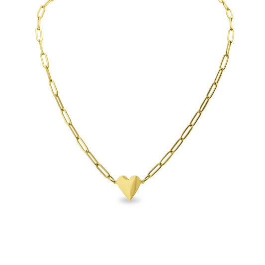 Stainless Steel Gold Heart Paperclip Necklace for Engraving
