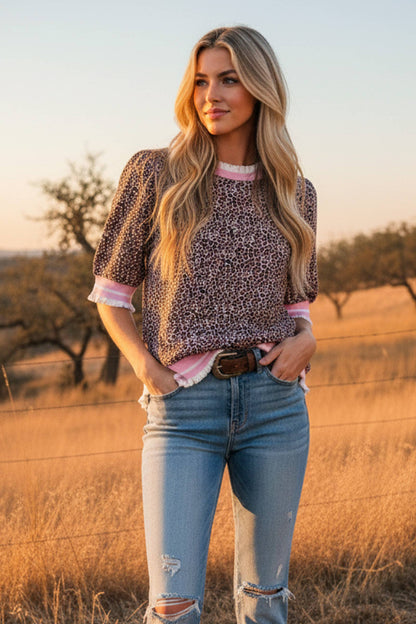 Emmie Leopard Print Knit Top (S-L)