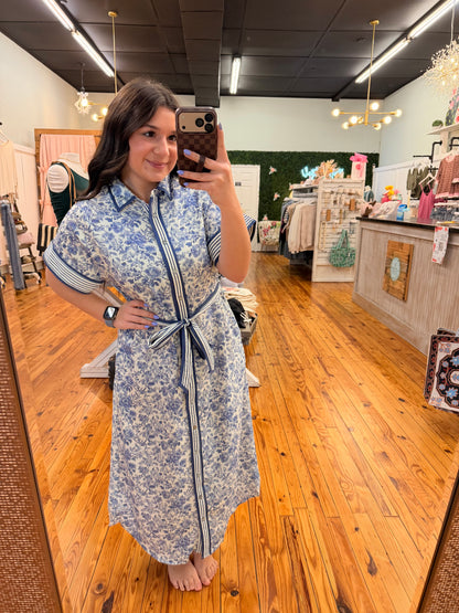 The Janie Midi Dress in Blue (S-L)