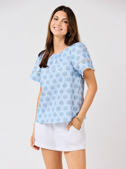 Tabby Top | Sunshower Flora Blue (S-L)