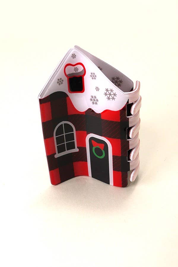 CHRISTMAS GINGER BREAD HOUSE HAIR CLAW CLIPS : Red