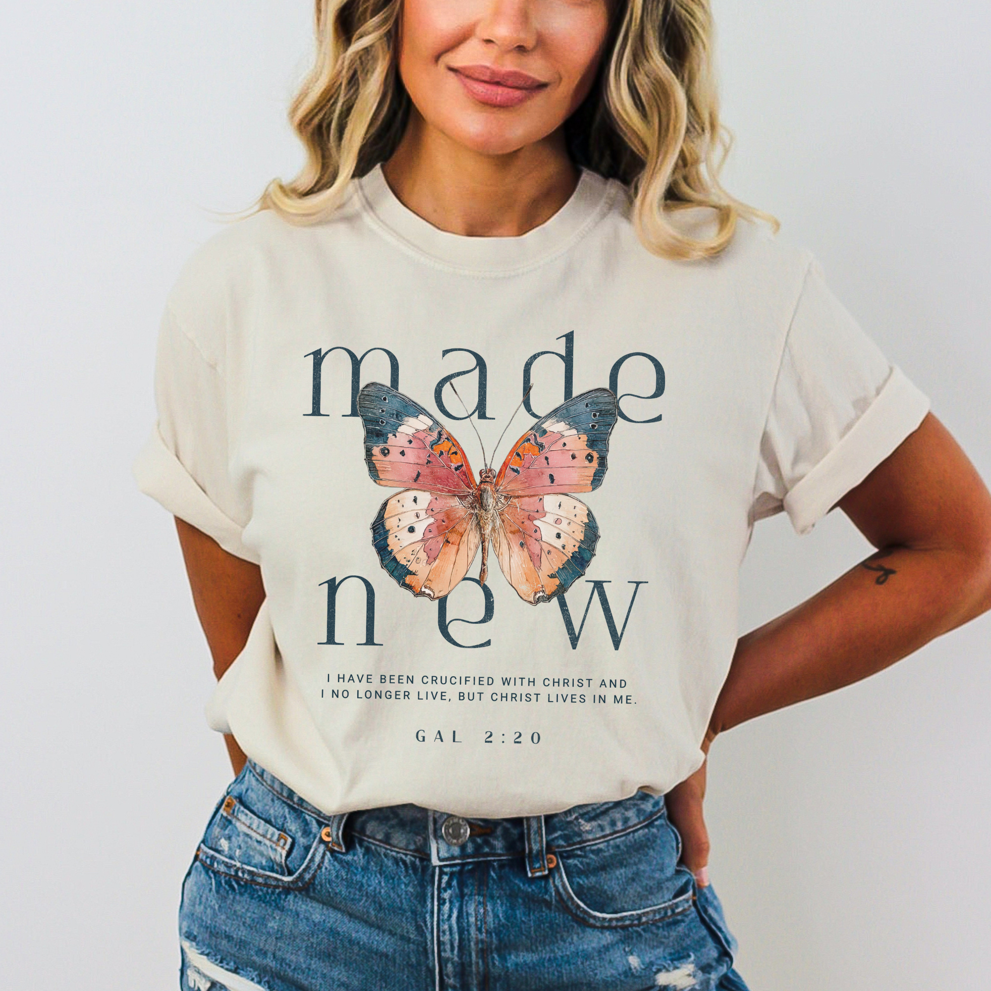 Made New Butterfly Comfort Colors Christian Easter T Shirt 🦋 (S-3X)