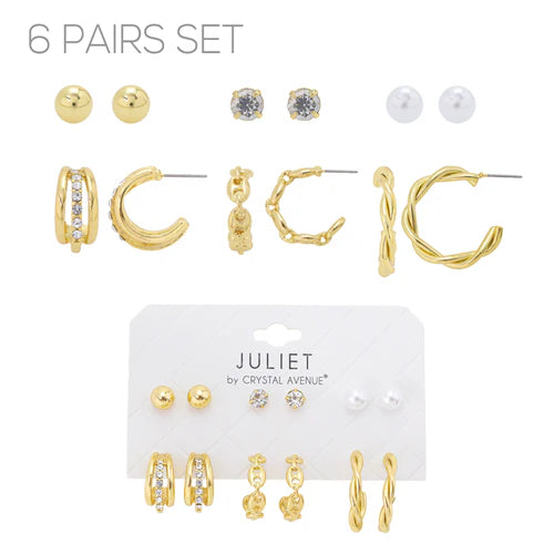 Set of 6 Stud and Hoop Earring