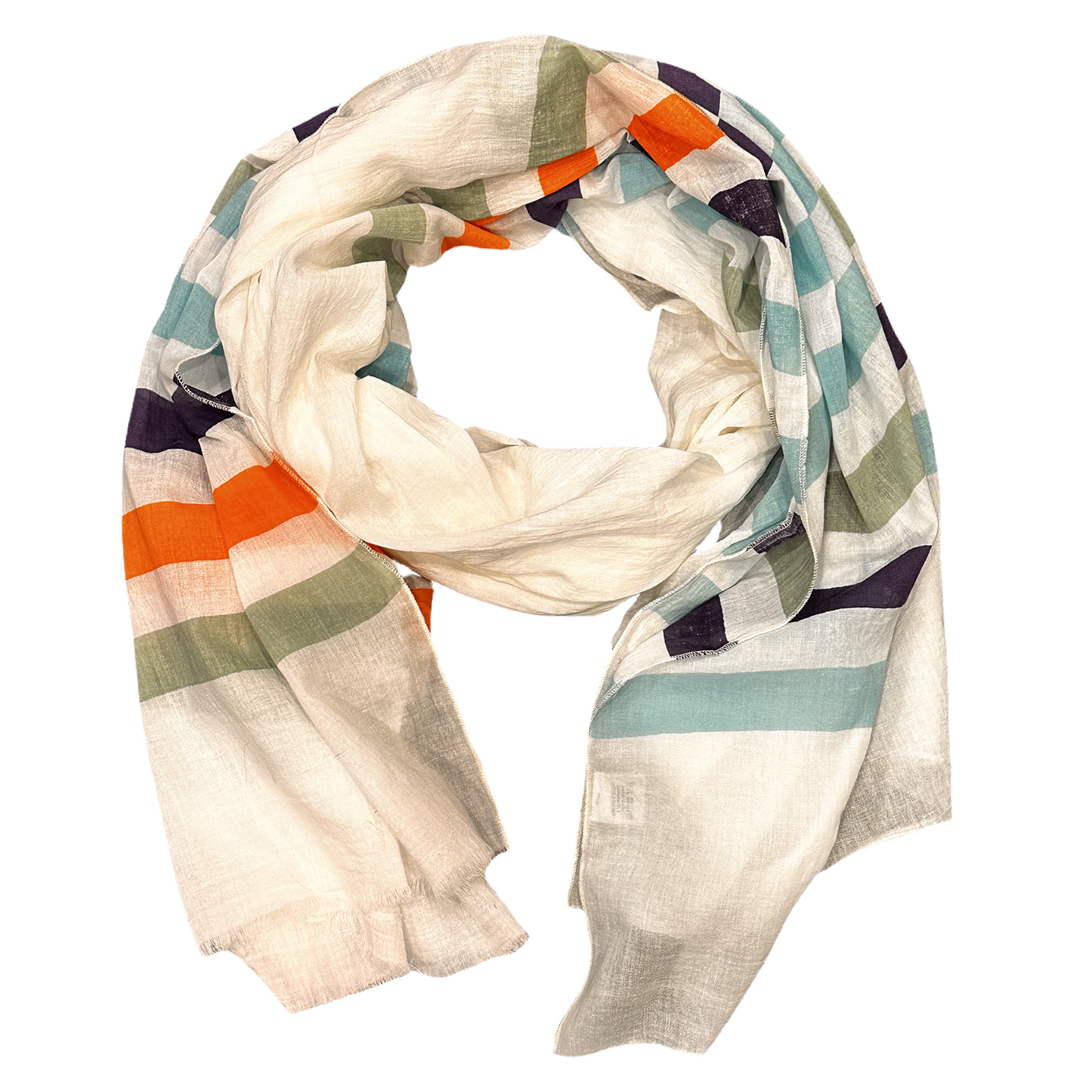 Cotton Scarf Lightweight with Brilliant Stripes