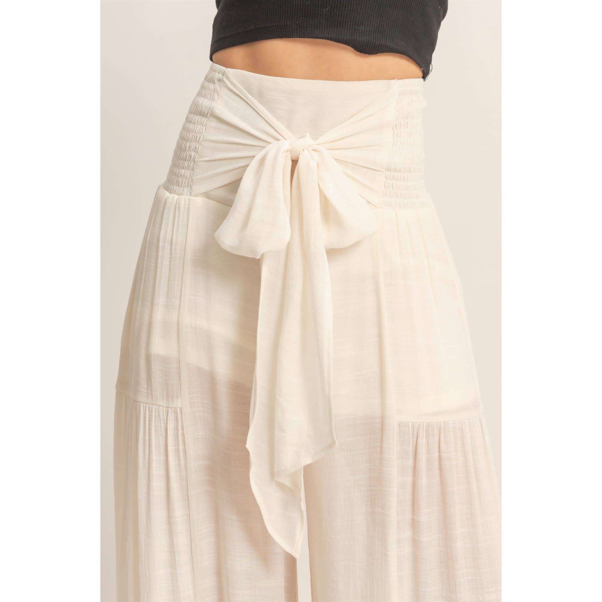 Smocked Waist Palazzo Pants (S-L)