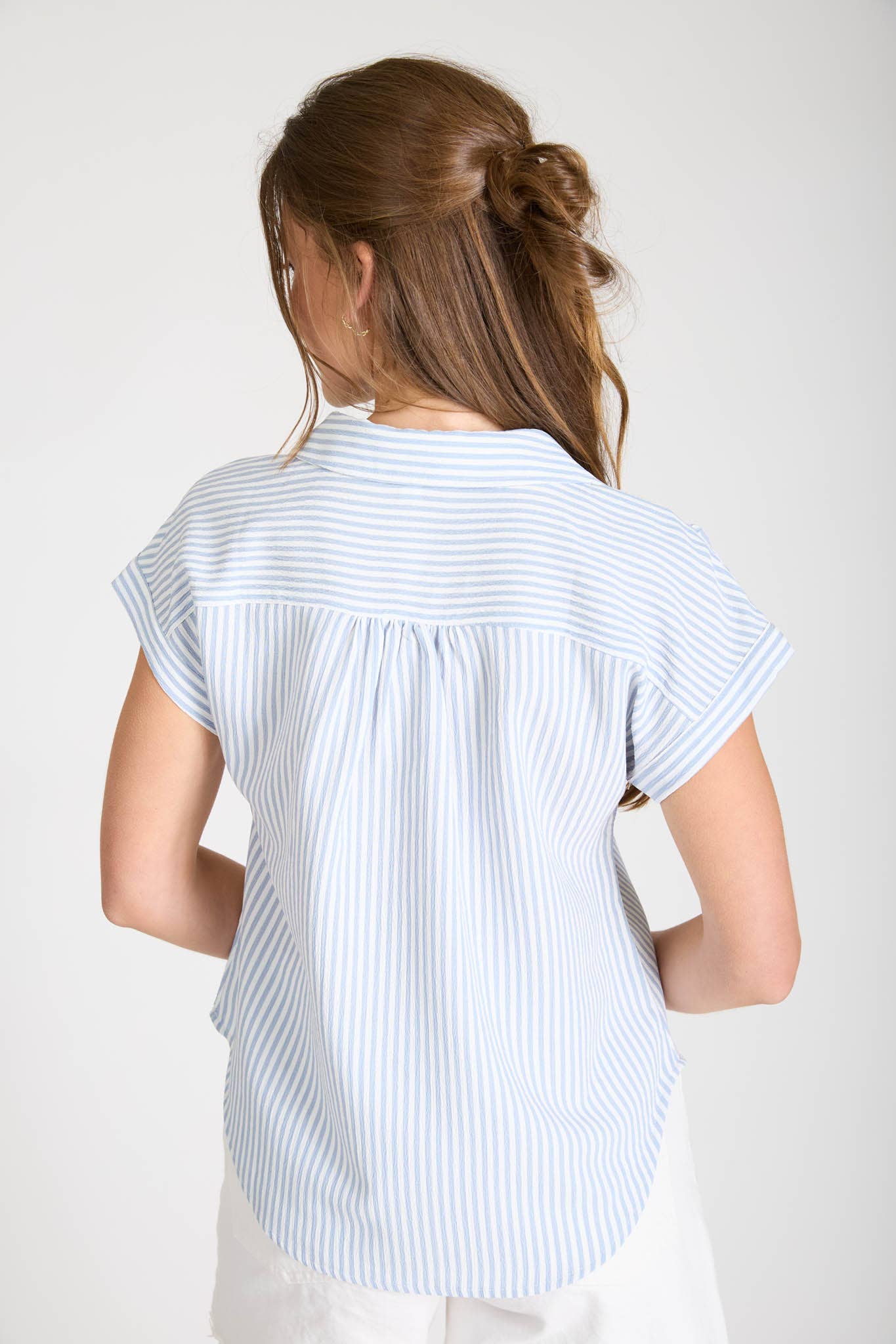 The Lisa Striped V-Neck Collar Top (S-L)