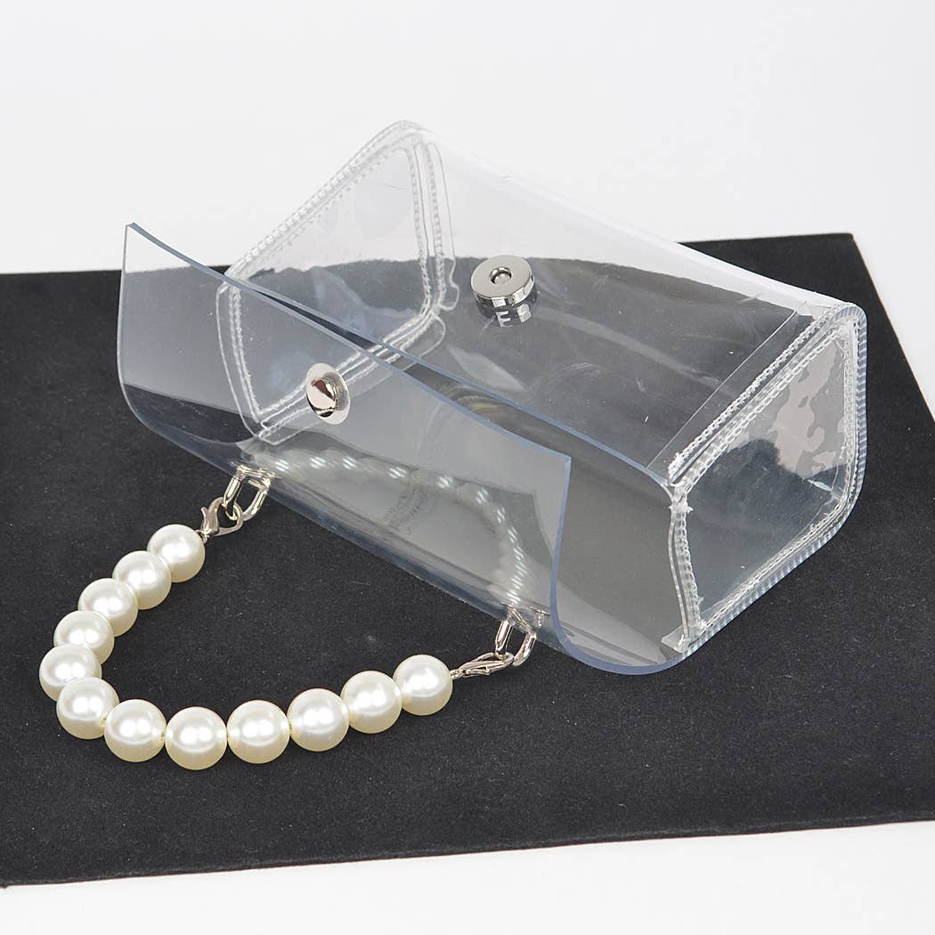 Transparent Clear Pearl Handle Bag