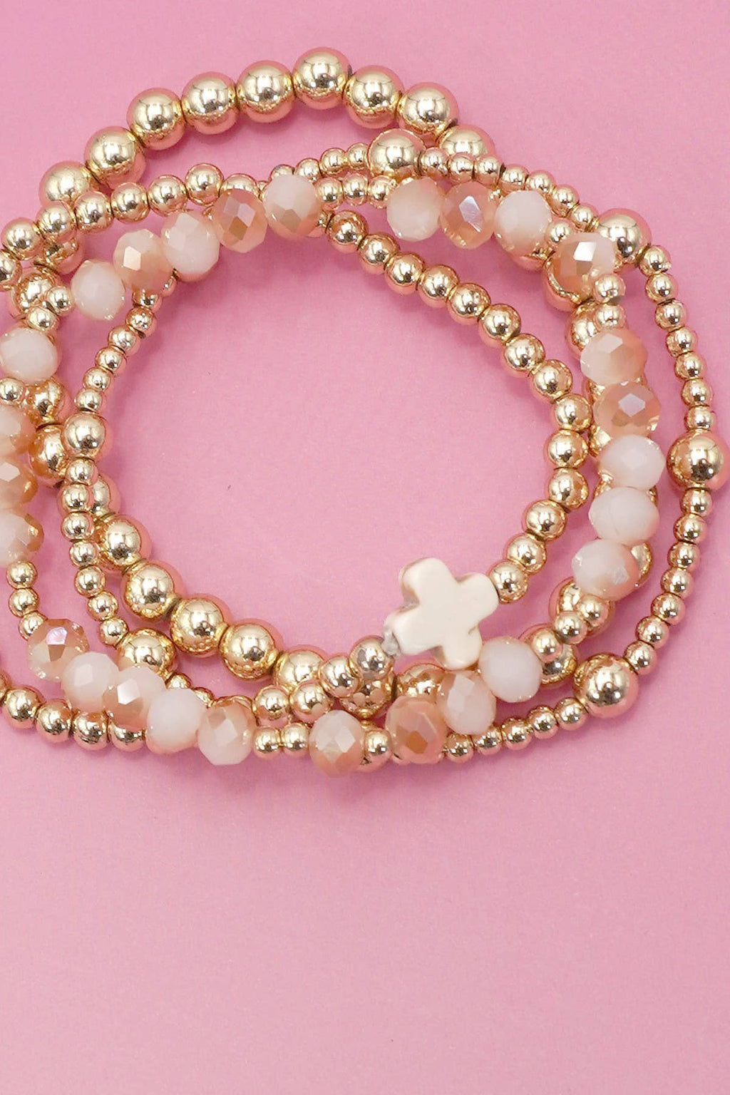 BOHO CROSS MULTI COLORFUL BEADED STRETCH BRACELET (2 Colors)