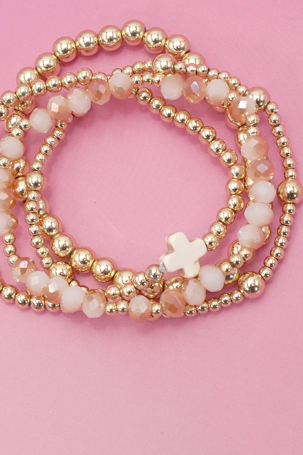 BOHO CROSS MULTI COLORFUL BEADED STRETCH BRACELET (2 Colors)